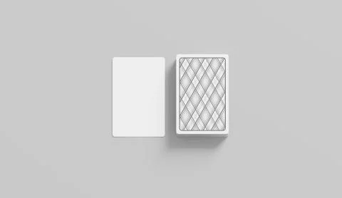 Blank white playing card with deck stack mockup, isolated Stock Illustration