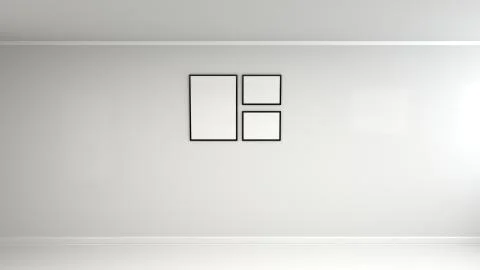 Blank white poster in black frame on the wall Stock Illustration