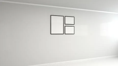 Blank white poster in black frame on the wall Stock Illustration