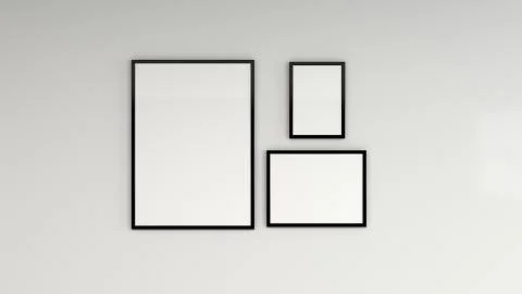 Blank white poster in black frame on the wall Stock Illustration