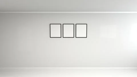 Blank white poster in black frame on the wall Stock Illustration