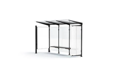 Blank white poster on bus stop mockup, right side view Illustrazione stock