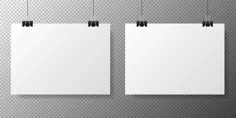 Blank white poster template on transparent with gradient background. Affiche, Stock Illustration