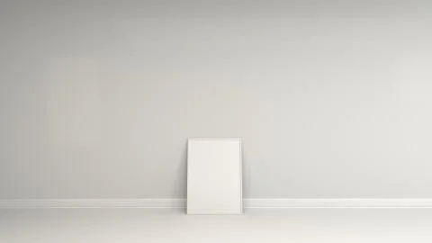 Blank white poster in white frame standing on the floor Stock Illustration