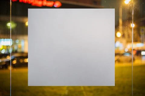 Blank white poster on the window 库存插图
