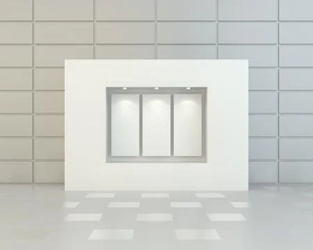 Blank white posters in showcase Illustrazione stock