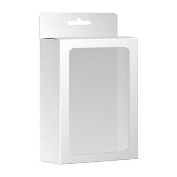 Blank white product package box with window. vector Stock Illustration