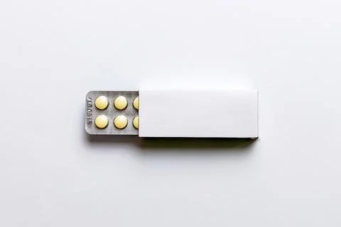 Blank White Product Package Box Mock-up. Open blank medicine drug box with .. Stock Photos