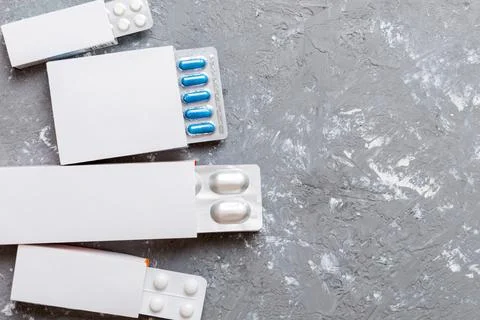 Blank White Product Package Box Mock-up. Open blank medicine drug box with .. Stock Photos
