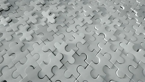 Blank white puzzle is falling down 3D render animation Stock Footage 122305979