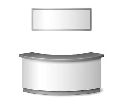 Blank White reception mockup. Round information desk or exhibition counter Stock Illustration
