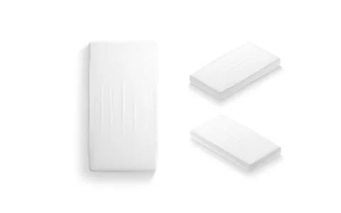 Blank white rectangle crib sheet mockup, different views Stock Illustration