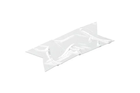 Blank white rectangle cut adhesive crumpled tape mockup, side view Stock Photos
