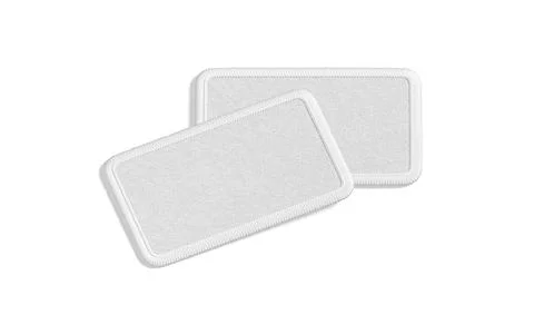 Blank white rectangle embroidered patch mockup pair, isolated Stock Illustration