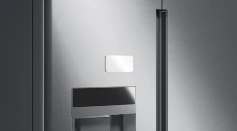 Blank white rectangle magnet on fridge mockup, side view Illustrazione stock