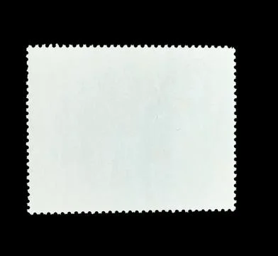 A Blank white rectangle postage stamp shape  in black Background. An opposite Stock Photos
