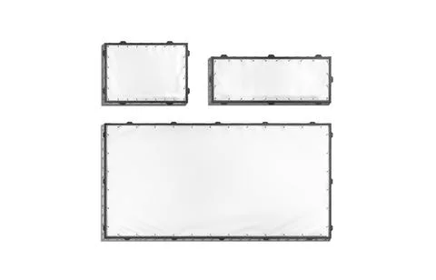 Blank white rectangle stretching banner with black grip frame mockup, イラスト素材