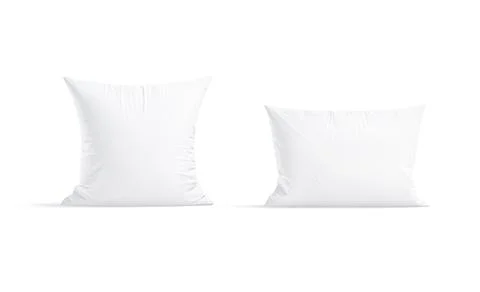 Blank white rectangular and square pillow mockup stand, front view Stock Illustration