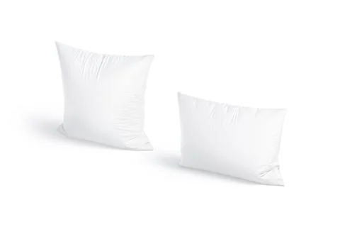 Blank white rectangular and square pillow mockup stand, side view Illustrazione stock