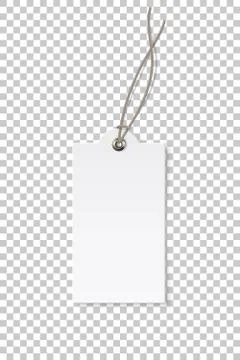 Blank white rectangular paper price tag isolated on transparent background Stockillustratie