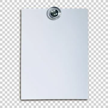 Blank white rectangular paper sheet held by a round glass magnet on a trans.. Stock Photos