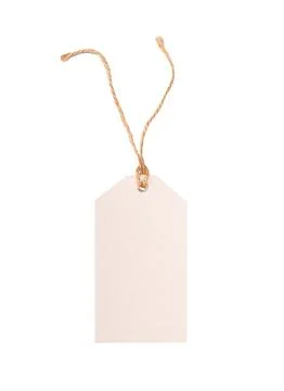 Blank white rectangular tag with natural jute twine string. Providing copy space 스톡 사진