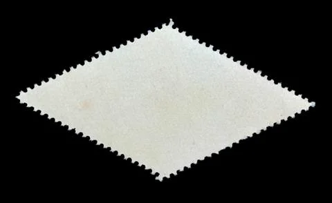 A Blank white rhombus stamp shape in black Background. An opposite surface of Stock Photos