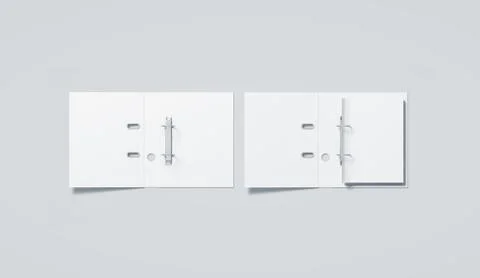 Blank white ring binder folder mock up top view Foto stock