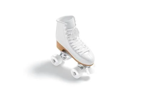 Blank white roller skates with wheels mock up, side view Illustrazione stock