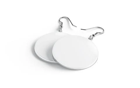 Blank white round earring pair mockup stack, isolated Illustrazione stock