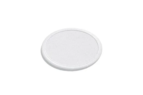 Blank white round embroidered patch mockup lying, side view Stock Illustration