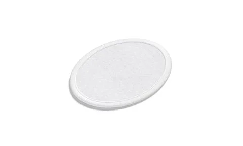 Blank white round embroidered patch mockup, side view Illustrazione stock