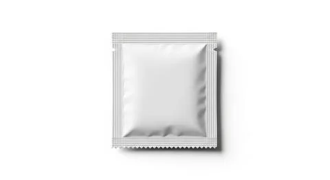 Blank white sachet packet mockup template isolated on white for product bra.. Stock Illustration