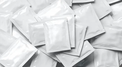 Blank white sachet packet stack mock up Stock Illustration