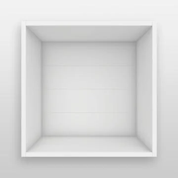 Blank white shelf. 3d render on the background of gray wall Stock Illustration