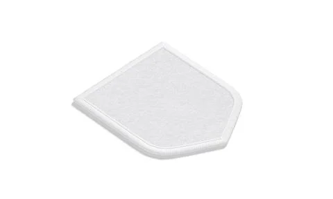 Blank white shield embroidered patch mockup lying, side view Illustrazione stock