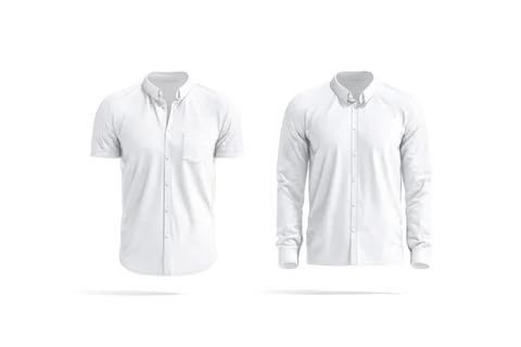 Blank white short and long sleeve men shirt mockup, isolated Stock Illustration