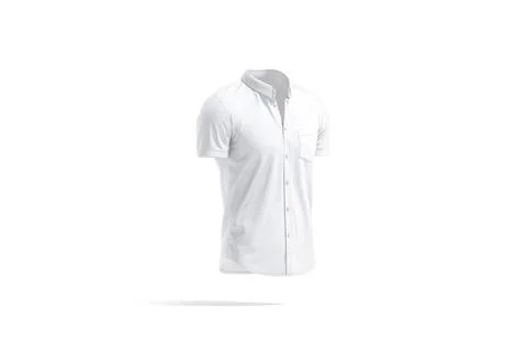 Blank white short sleeve button down shirt mockup, side view Stock Illustration