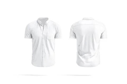 Blank white short sleeve button down shirt mockup, front back Stock Illustration