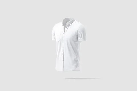 Blank white short sleeve button down shirt mockup, gray background Stock-Illustration