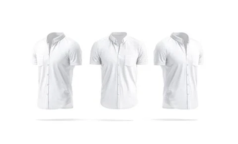 Blank white short sleeve button down shirt mockup, front side Stock Illustration