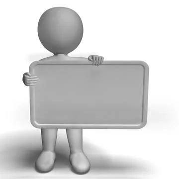 Blank white sign with copyspace includes 3d character Stockillustratie