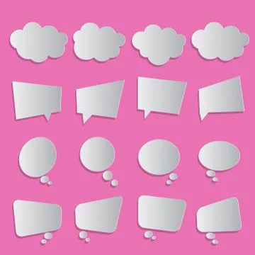 Blank white simple bubbles set pink background Stock Illustration