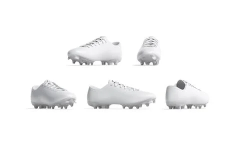 Blank white single soccer boot mockup, different angles views Stock Illustration