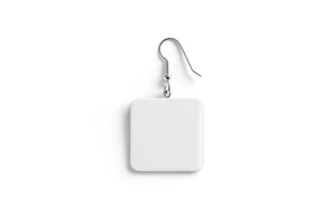 Blank white single square earring mockup, top view Stock Illustration