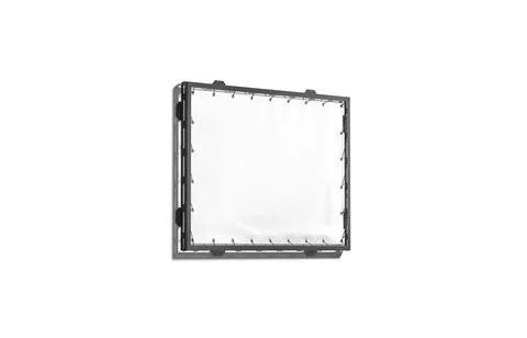 Blank white small rectangle stretching banner black grip frame mockup Illustrazione stock