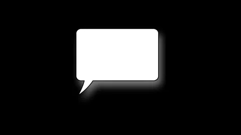 Blank white speech bubble floating in center against solid black background.. Vidéo 343551500