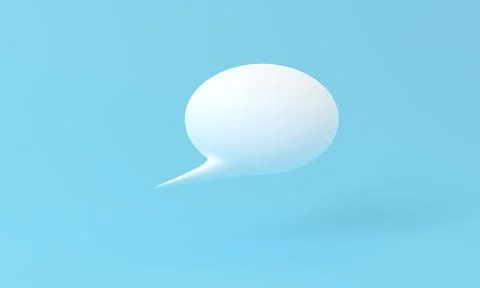 Blank white speech bubble pin isolated on blue background 3D rendering. 스톡 일러스트
