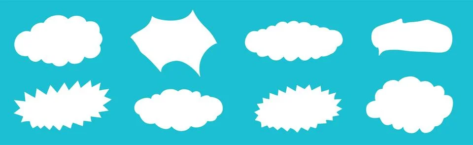 Blank white speech bubbles of different shapes Stock Illustration
