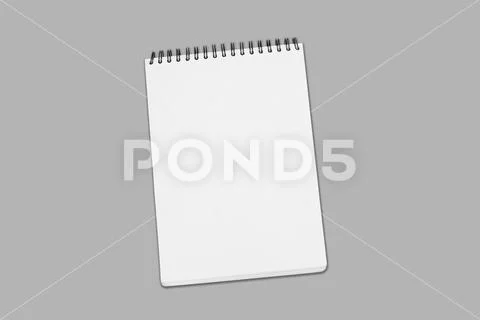 Blank white spiral bound paper drawing pad with shadow isolated on grey bac.. Stock Photos